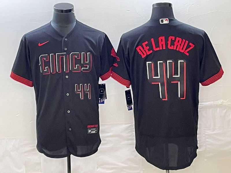 Men%27s Cincinnati Reds #44 Elly De La Cruz Number Black 2023 City Connect Cool Base Jersey->cincinnati reds->MLB Jersey